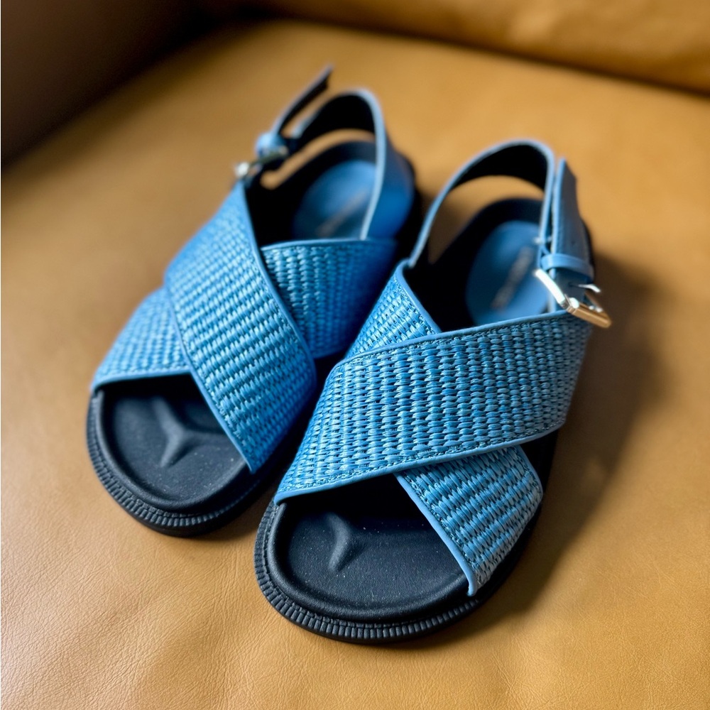 NWOT ASOS cross strap woven sandals in blue